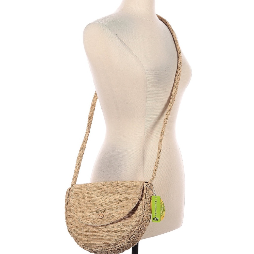 Natural Woven Raffia Crossbody Bag